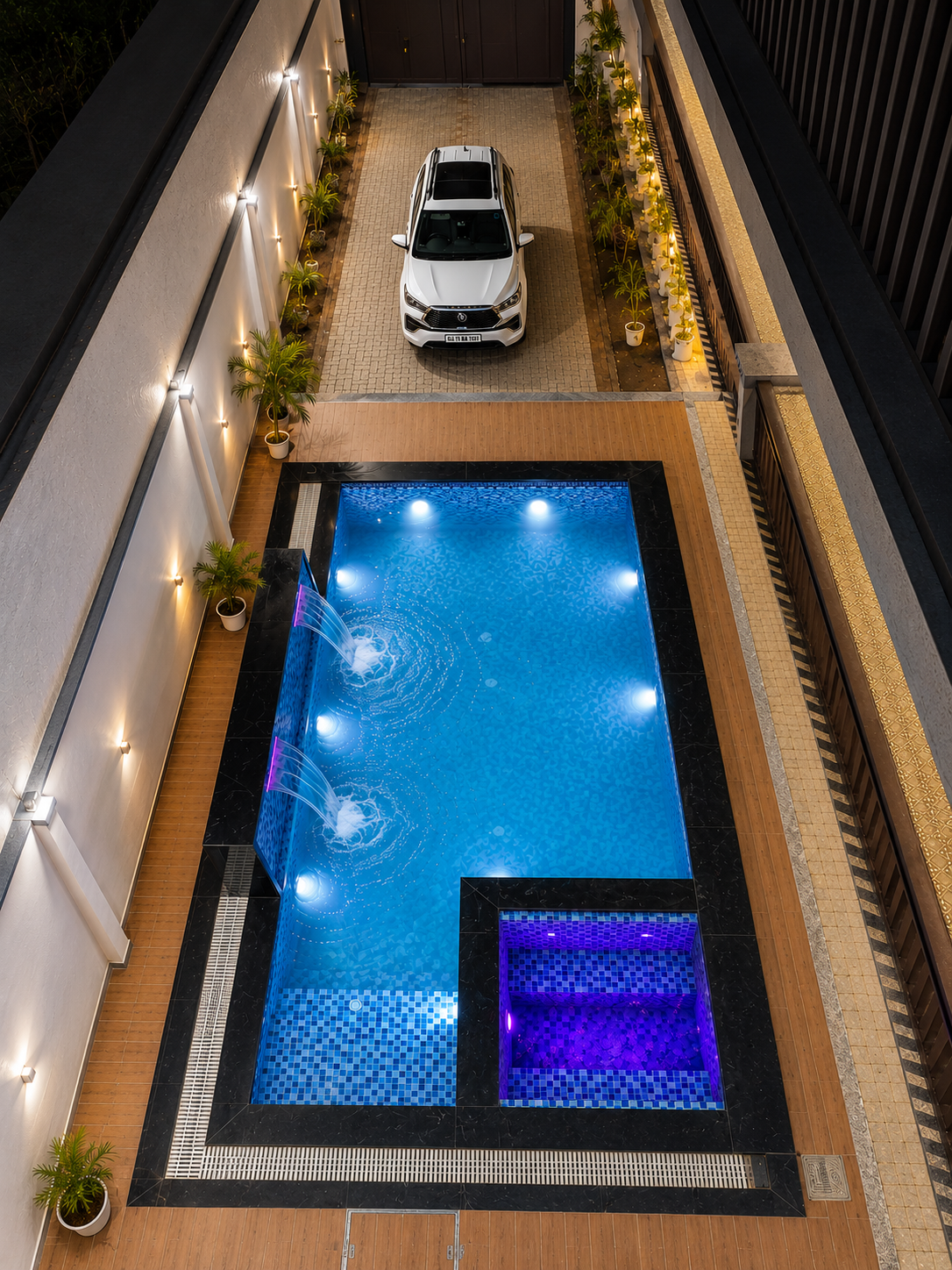 AG Villa pool and parking aerial